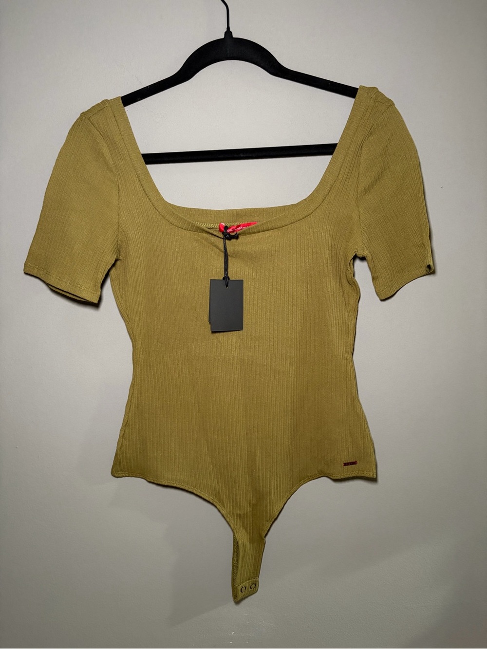n:PHILANTHROPY Olive Ribbed Scoop-Neck Short Sleeve Bodysuit